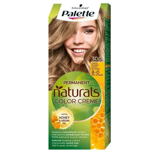 PALETTE Permanent Naturals Color Creme Farba Do Włosów Z Miodem I Olejkiem Arganowym 300 (8-0) Jasny Blond 